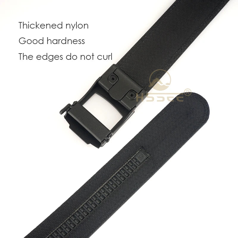 HSSEE 4.3cm Military Tactical Belt for Men Metal Automatic Buckle Thick Nylon Outdoor Hunting IPSC Gun Belt Casual Girdle Male