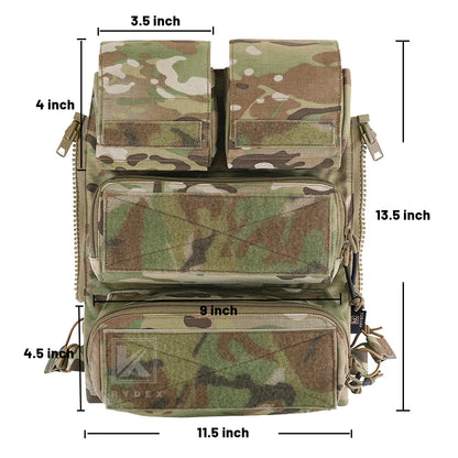 KRYDEX Tactical Modular Pouch Bag Zip On Molle Back Panel Backpack W/ Mag Pouch for Plate Carrier AVS JPC2.0 CPC Vest