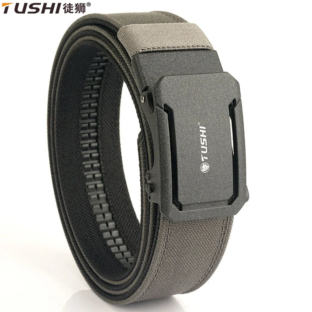 TUSHI New Military Belt for Men Sturdy Nylon Metal Automatic Buckle Police Duty Belt Tactical Outdoor Girdle IPSC Accessories