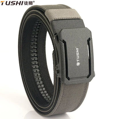 TUSHI New Military Belt for Men Sturdy Nylon Metal Automatic Buckle Police Duty Belt Tactical Outdoor Girdle IPSC Accessories