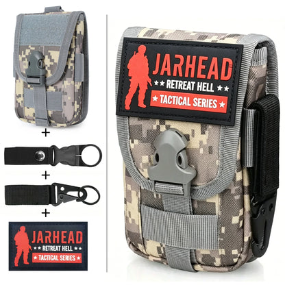Multi Functional Tactical Sports Running Waist Bag Phone Bag Vertical Double-Layer Molle Accessory Bag Set For Hiking Hunting