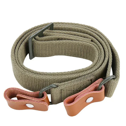 Original Leather Two Point Gun Sling, Adjustable AK Rifle Strap for Airsoft Hunting Shooting Outdoor Survival Camping Hunt Gear