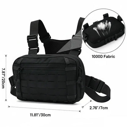 Molle Pistol Bag Tactical EDC Chest Bag with Gun Holster Quick Release Chest Rig Pack Vest Backpack for Camping Hunting
