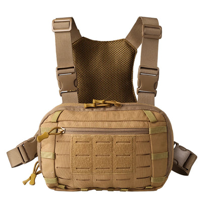 Tactical Chest Pack with Gun Holster EDC Chest Bag Utility Molle Chest Rig Pouch with Compartment Adjustable Strap Outdoor Bag