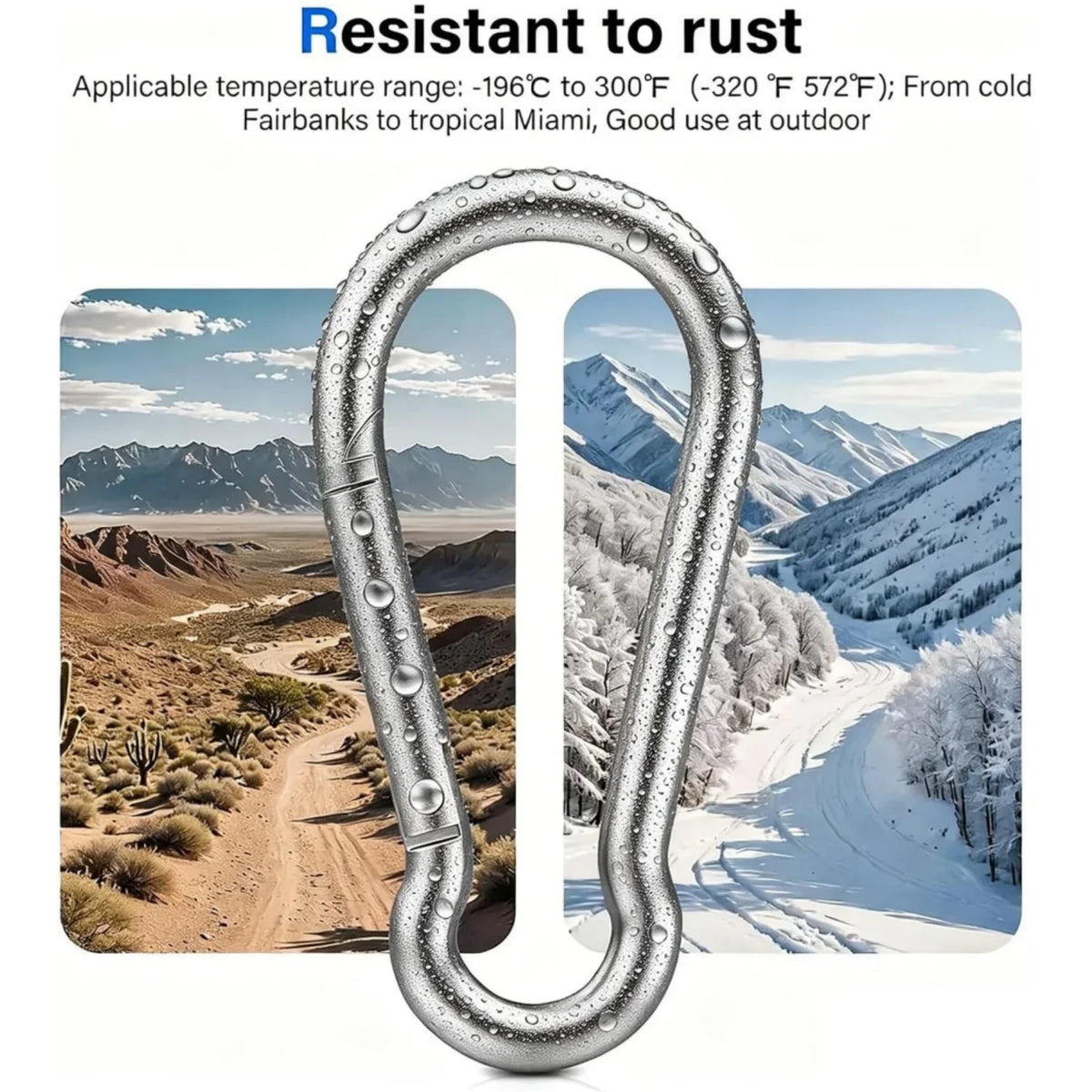 10PCS 304 Stainless Steel Carabiners,Rustproof Heavy Duty Spring Snap Hook,Metal Clips Buckle For Rope Chain Keys Rings