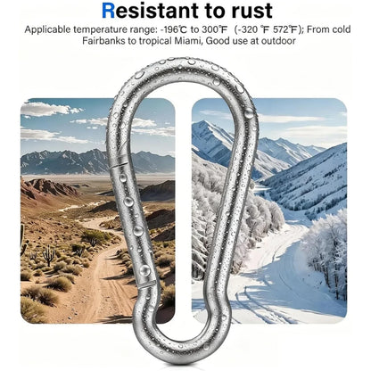10PCS 304 Stainless Steel Carabiners,Rustproof Heavy Duty Spring Snap Hook,Metal Clips Buckle For Rope Chain Keys Rings