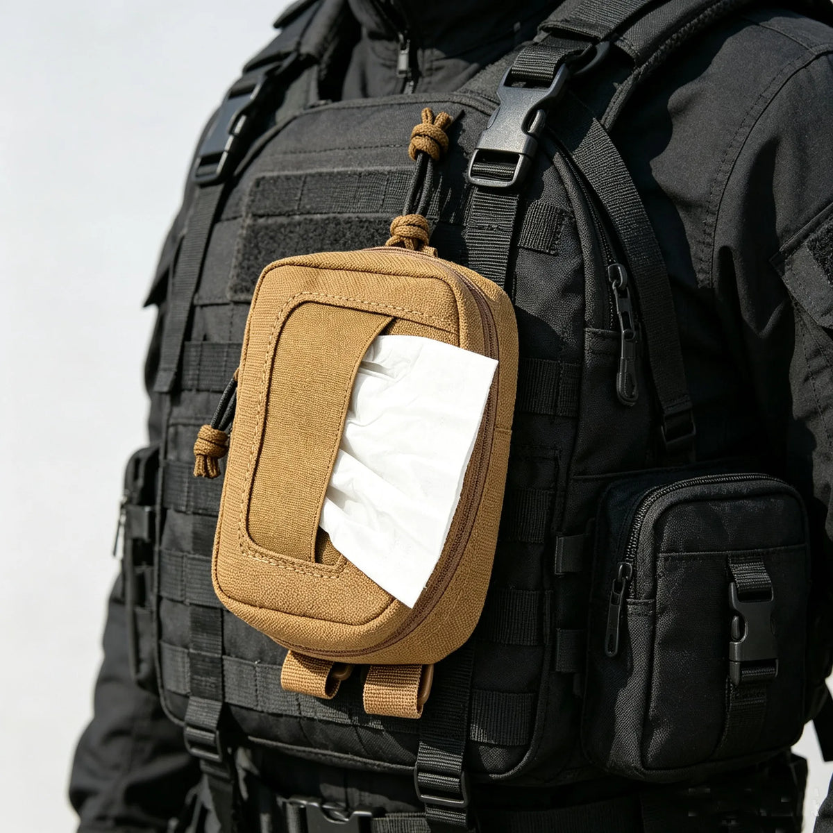 Tactical MOLLE Medical Glove & Utility Tissue Dispenser Pouch for Hunting Camping Hike First Aid Daily Backpack Carry Gear