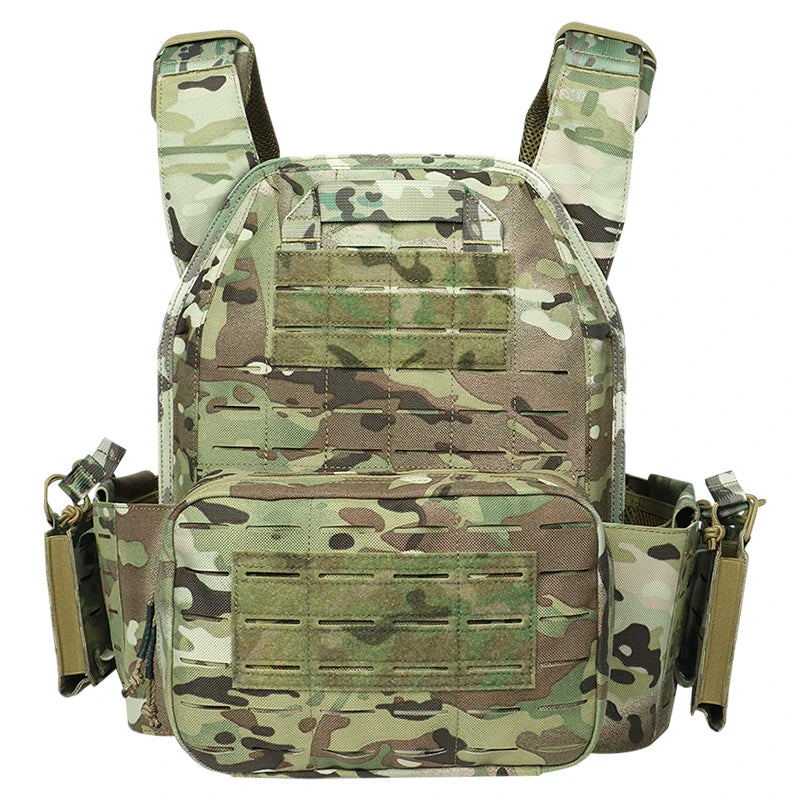 Tactical Vest Paintball Plate Holder 1000D Fabric Quick Releaseable Plate Carrier Laser Cut Platewith Triple Magazine Pouch ﻿