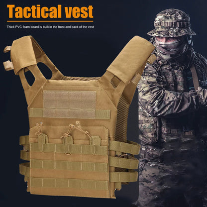 JPC Lightweight Tactical Vest With 2 Pieces  EVA Foam Board  Outdoor CS Game Jungle Security Equipment Wearing Hunting Vest