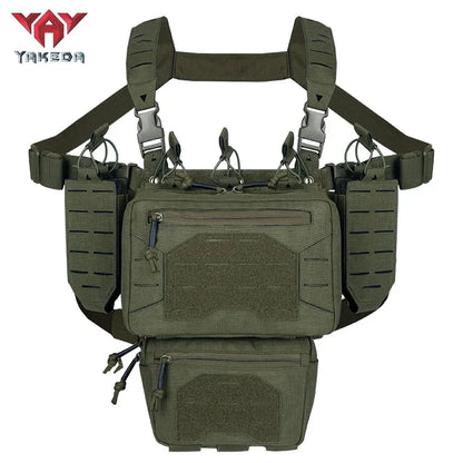 YAKEDA Tactical Chest Rig 1000D Laser-Cut Multifunctional Adjustable Tactical Outdoor Vest with Mag Pouches