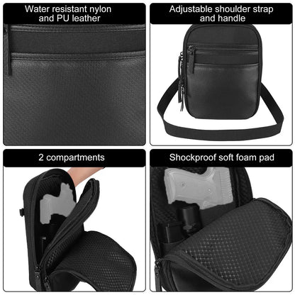Tactical Gun Bag Concealed Carry Handgun Bag Shoulder Strap Bag Cartridge Storage EDC Case with Gun Holster for Hunting Camping