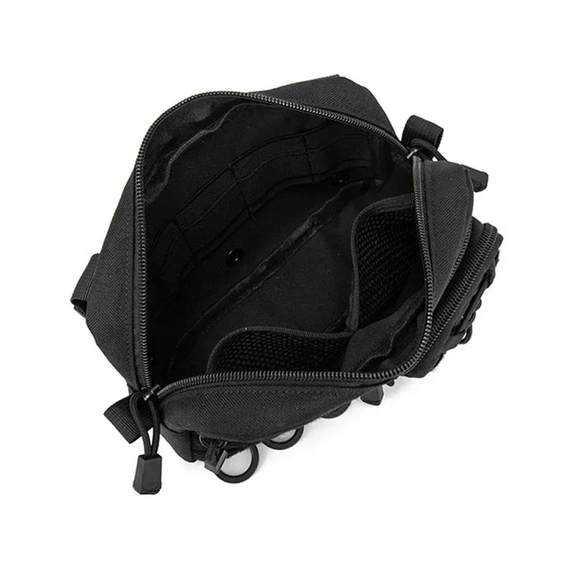 MOLLE Horizontal Admin Pouch EDC Utility Organizer Bag with Front Drawstring Pocket for Hiking Camping Travel