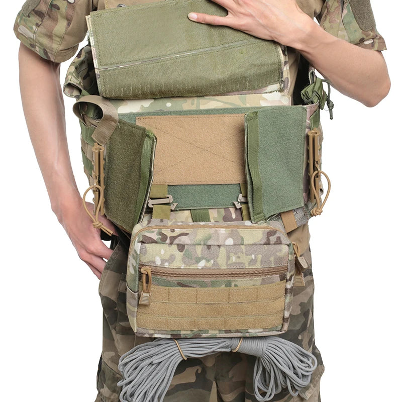 Outdoor Tactical Chest Rig Admin Pouch Hook-and-Loop Mounted EDC Organizer Bag for Tactical Vest and Hunting Plate Carrier