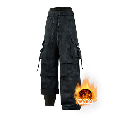 Winter Hiking Pants Male 3 In 1 Fleece Tie Dye Waterproof Climbing Camping Sports Pants Warm Removable Windproof Skiing Trousers