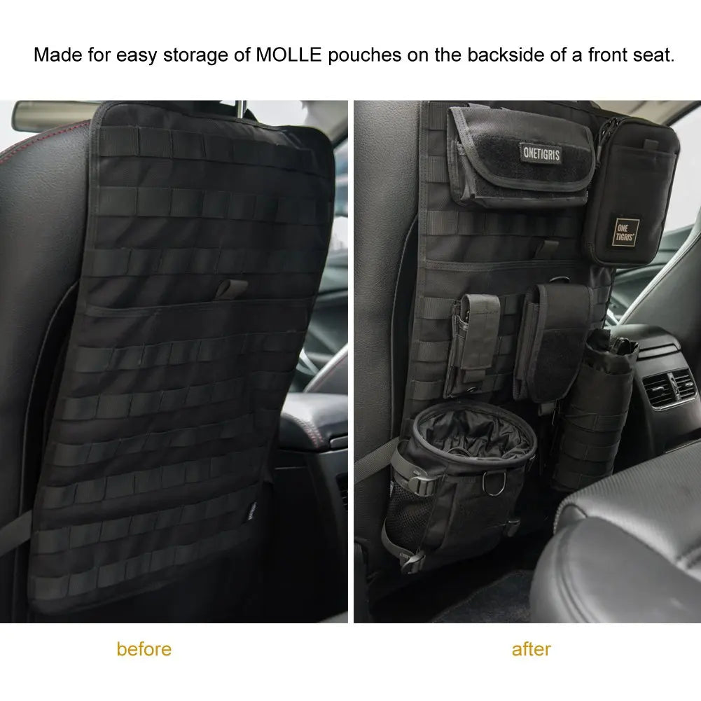 Car Seat Back Organizer Tactical Molle Panel Sag Proof Vehicle Seat Cover Protector Nylon Car Seat Back Hanger Bag Pad