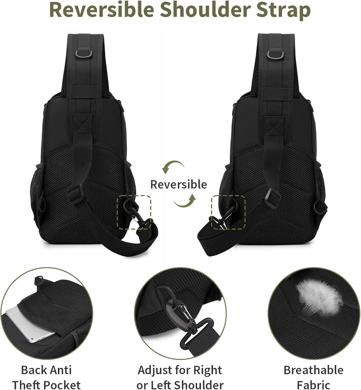 Tactical Shoulder Pistol Bag Concealed Carry Gun Bag Sling Backpack Chest Pack Molle Utility EDC Admin Pouch for Hunting