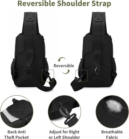 Tactical Shoulder Pistol Bag Concealed Carry Gun Bag Sling Backpack Chest Pack Molle Utility EDC Admin Pouch for Hunting