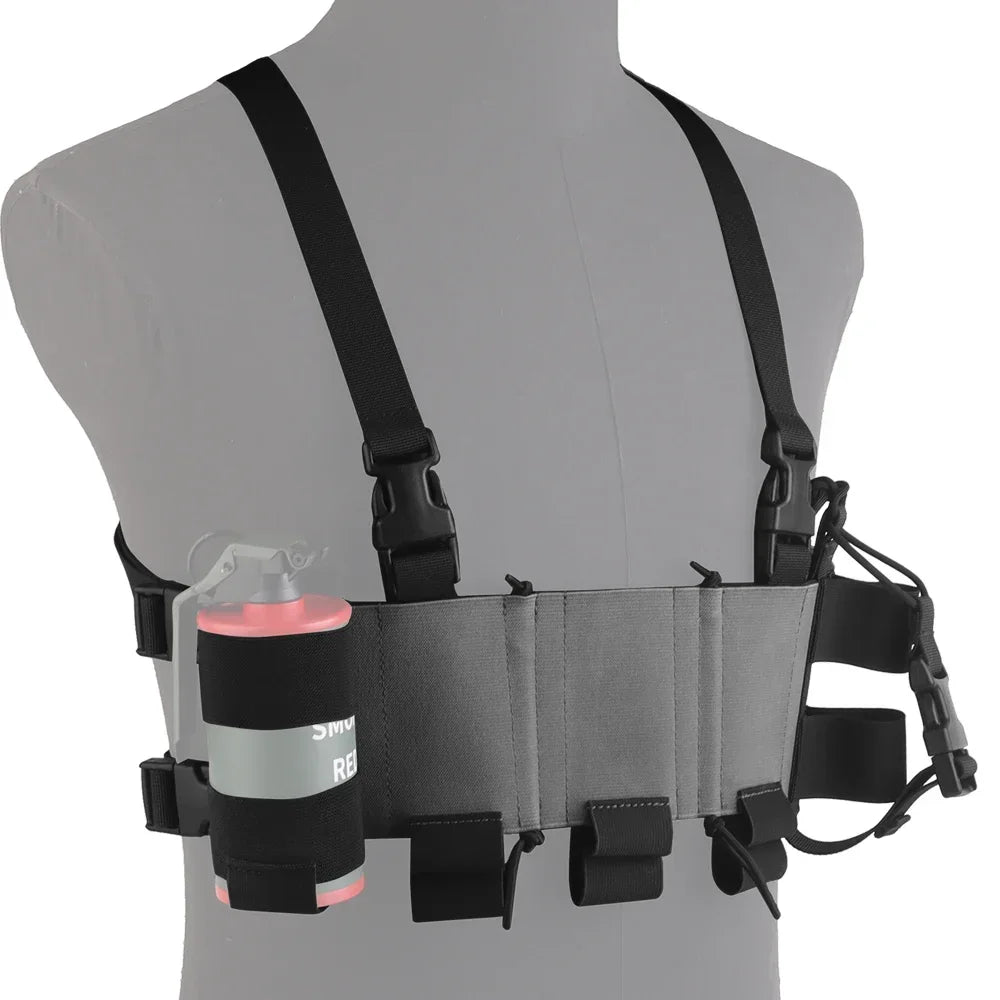 POSEIDON DEFENSE WG Minimalistic Multi-Mission Chest Rig Kit With 5.56 SMG 9MM Triple Magazine Pouch Genade Radio Holster