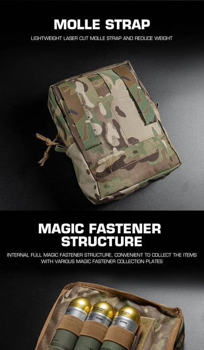 GP Tactical MOLLE Pouch Tall General-Purpose Utility Pack Laser Cut Night Vision Goggles Storage Back Panel Hunting Accessories