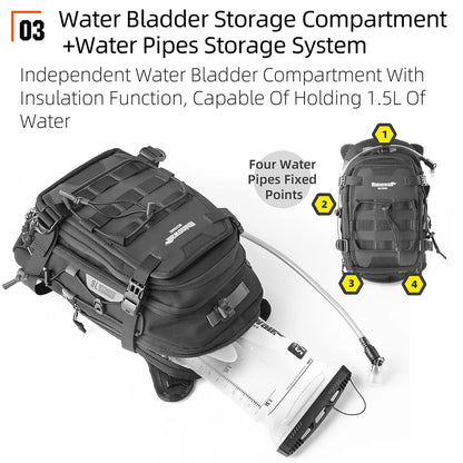 Rhinowalk Motorcycle Tank Bag 9L Waterproof Backpack With 1.5L Hydration Water Bag Rain Cover Motorcycle Riding Luggage