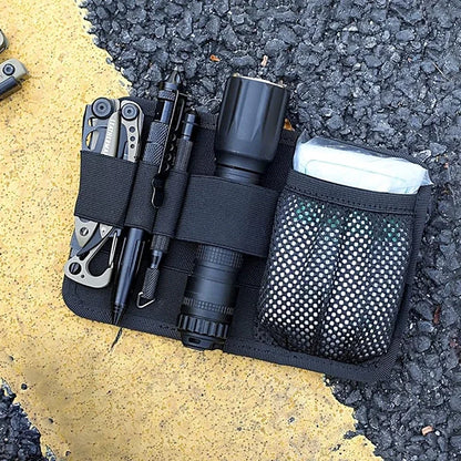 Outdoor EDC Mesh Pouch with Velcro Back Panel, Tactical Mounting Plate for Vest & Backpack Expansion