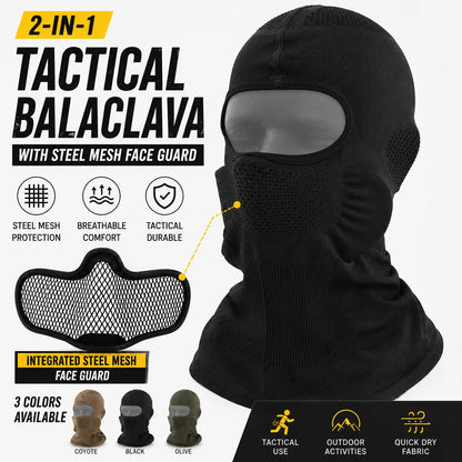 Tactical Mesh Face Mask Balaclava Breathable Full Face Cover for Airsoft Paintball Hunting Shooting Gear Steel Mesh