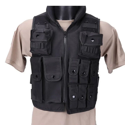 Tactical Molle Adult Kids Vest POLICE Military Law Enforcement SWAT Vests Combat Armor Men's Jacket CS Equipment-Black Uniform
