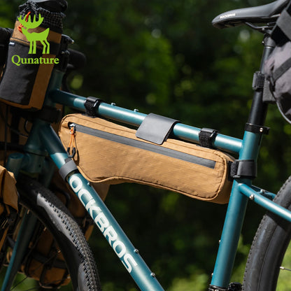 Qunature Bicycle Bag Down Tube Bag Waterproof Wear-Resistant Stable Mounting Front Frame Bag for Road Mountain & Touring Bikes