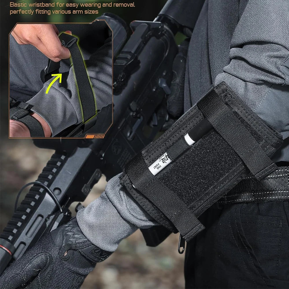 Tactical Wrist Map Pouch Arm Map Holder Armband Sleeve 6.5x5.5” Map Case Cover Utility EDC Card Holder for Hunting Shooting