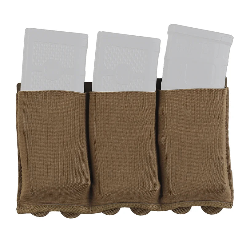 Triple Elastic Magazine Pouch Multi Caliber MOLLE Panel for 5.56 7.62 Airsoft Ammo Storage Lightweight Design