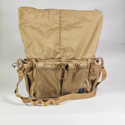 Outdoor Roll‑Top Messenger Sling Bag 500D Nylon Dyneema Blended Fabric Water Resistant Multi‑Pocket Pack Camping Hiking Travel
