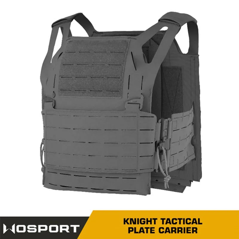 WOSPORT Tactical Vest Camouflage Knight Tactical Quick Release Vest Lightweight MOLLE System Comes With Laser Back Plate