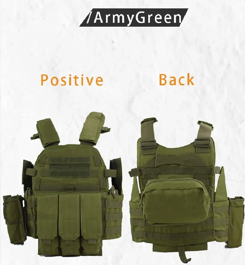 6094 Military Combat Army Wargame VestNylon Pouch Molle Gear Tactical Vest Body Armor Hunting Plate Carrier Airsoft Accessories
