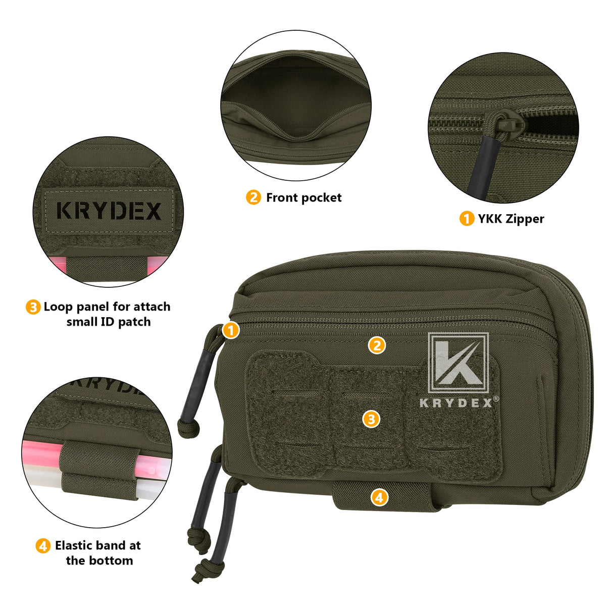 KRYDEX Tactical Admin Front Pocket Pouch Chest Bag MOLLE Utility Tool Pouch for Vest and Chest Rig Camping Outdoor Accessories