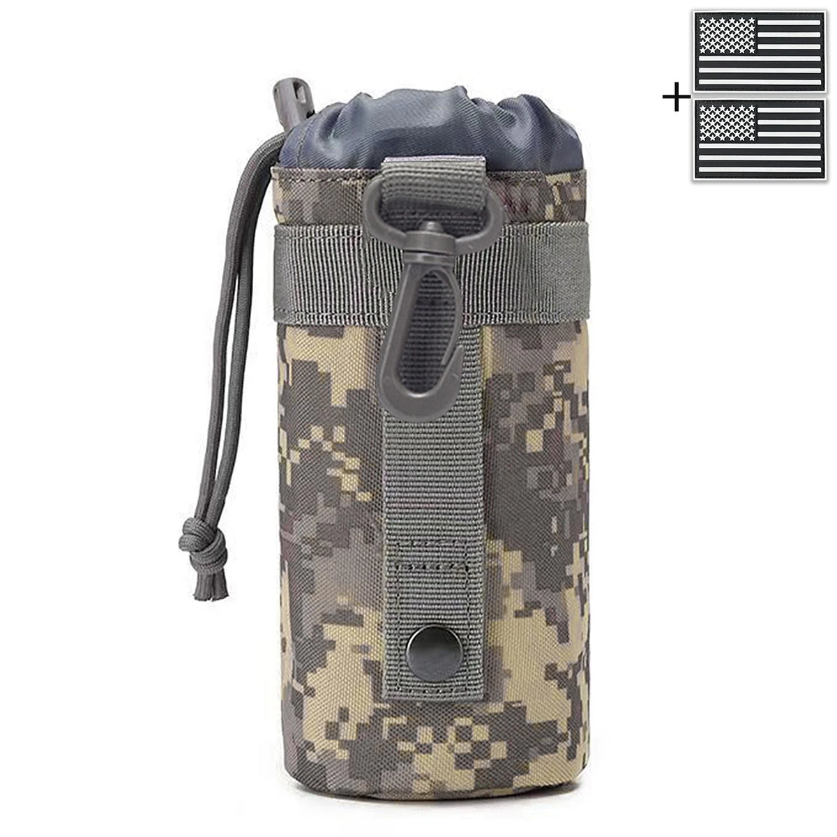 Outdoor hunting water bottle bag with MOLLE expansion system, drawstring strap, mountain buckle fabric, wear-resistant