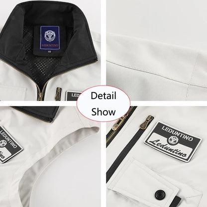 2026 New Summer Men Sleeveless Outdoor Cargo Leisure Lapel Vest Men Pocket Solid Color Fishing Camping Thin Vest Male Waistcoat