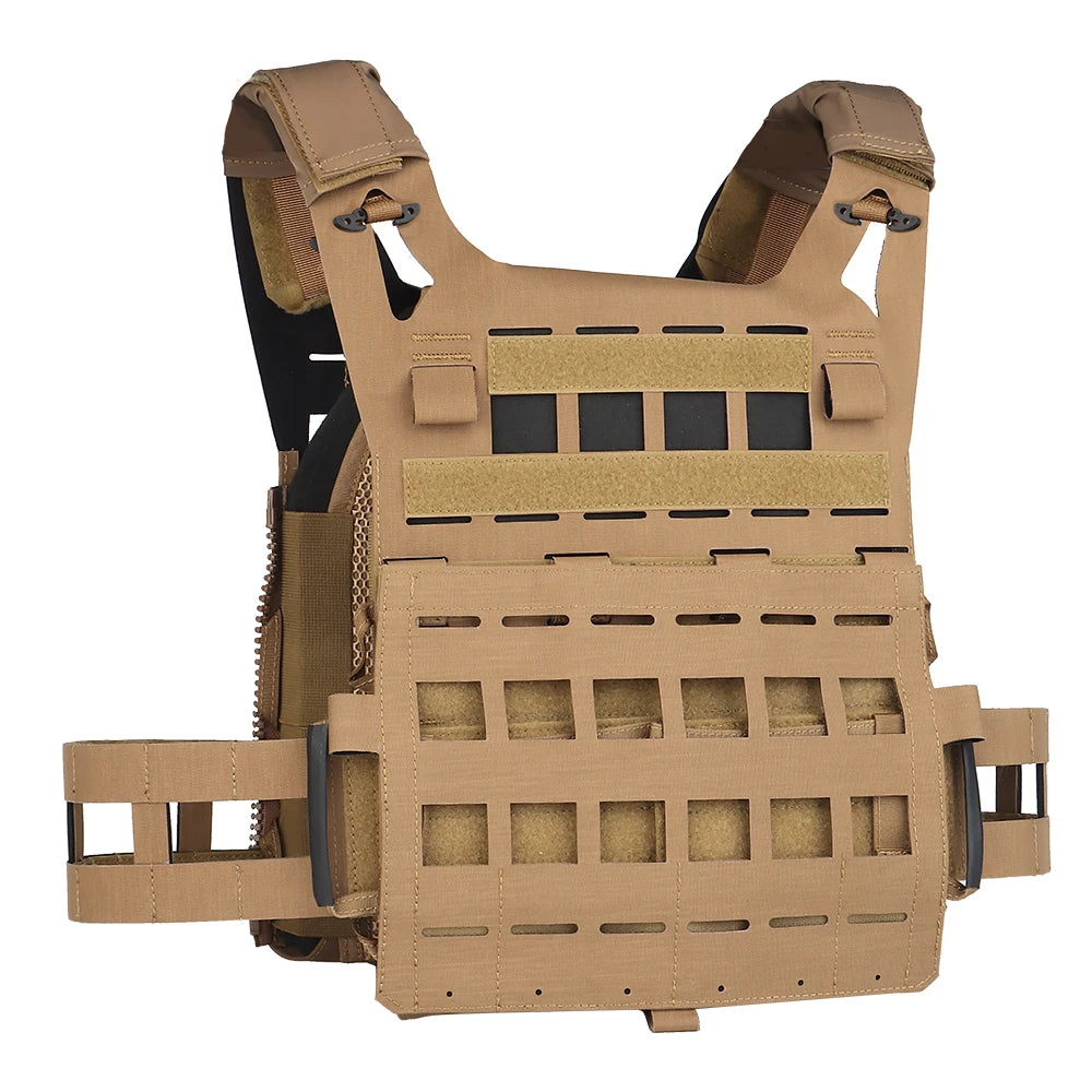 Wosport SPC Plate Carrier Lightweight MOLLE Vest Laser Cut Quick Release Shoulder Buckle Hook-and-Loop Rear Zipper for Airsoft