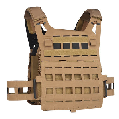 Wosport SPC Plate Carrier Lightweight MOLLE Vest Laser Cut Quick Release Shoulder Buckle Hook-and-Loop Rear Zipper for Airsoft