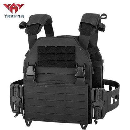 YAKEDA Plate Carrier Camo Tactical Vest CP Color Hunting Vest with Laser Cut Molle for Training and Personal Defense Equipment