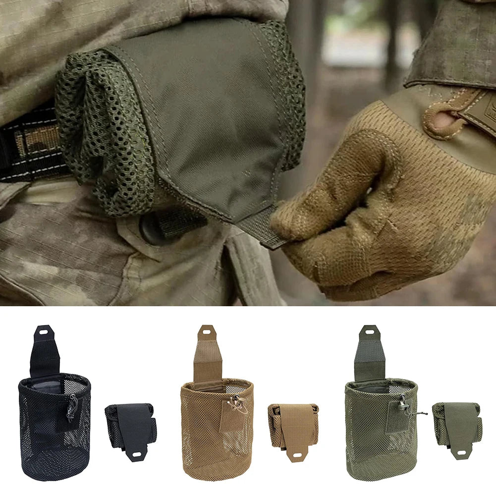 Tactical Molle Dump Pouch Outdoor Roll-Up Drawstring Magazine Utility Folding Waist Bag Mesh Foldable Sport Hunting EDC Pocket