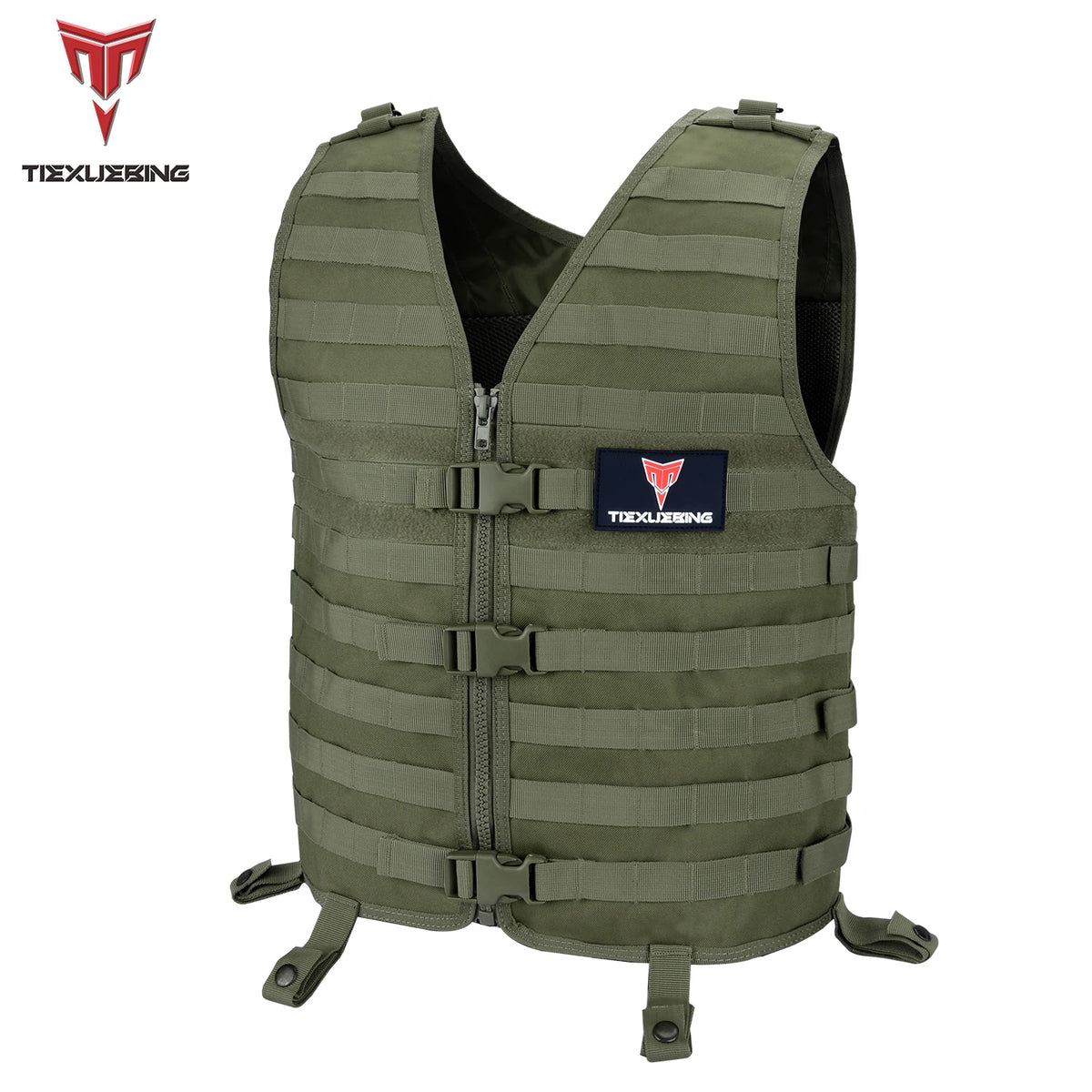 Tactical MOLLE Carrier Vest Lightweight Adjustable Waistcoat with Gear Pockets for Airsoft CS Wargame Hunting Outdoor Training