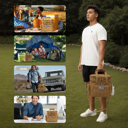 Tactical Lunch Bag for Men's Heavy Duty Lunch Box Leakproof Insulated Durable Thermal Cooler Bag Adult Meal Camping Picnic Pail