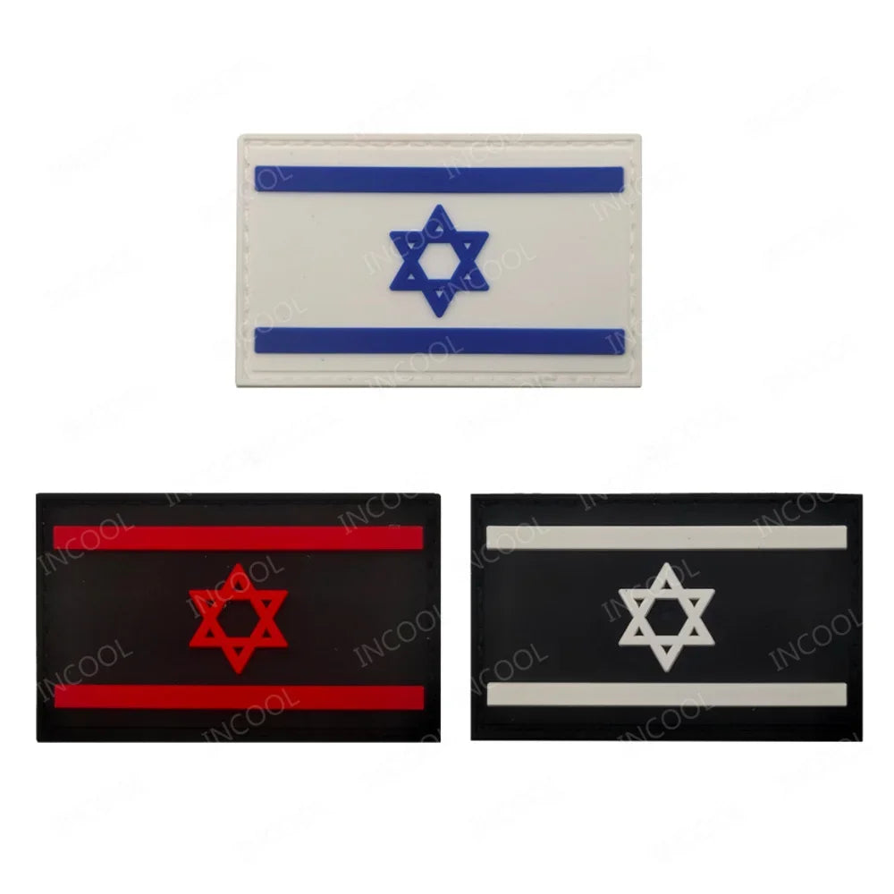 Israel Flag Embroidered Patches PVC Rubber Israeli Sticker Appliqued For Clothing
