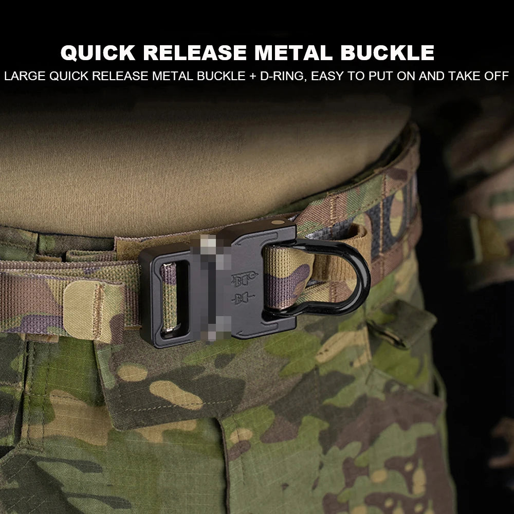 Ferro Style Tactical Bison Belt 2 Layers Quick Release Metal Buckle MOLLE System Outdoor Hunting Shooting Airsoft Waistband Gear