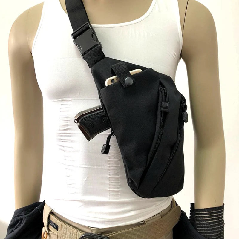 Multifunctional Concealed Tactical Storage Gun Bag Holster Men's Left Right Nylon Shoulder Bag Anti-theft Bag Chest Bag Hunting