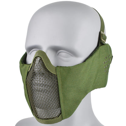 Hunting Foldable Mesh Mask With Ear Protection Airsoft Half Face Paintball Shooting Tactical CS Wargame Face Protective Mask