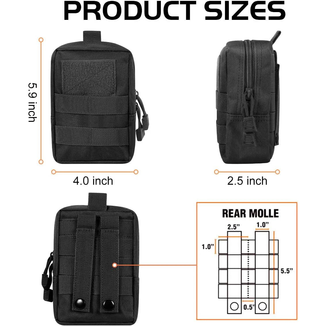 Molle Pouches 600D Small Tactical Waist Bag Water-Resistant Utility EDC Phone Bottle Pouch Men for Outdoor Backpack Attachments