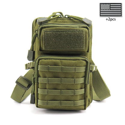 Outdoor crossbody bag with widened and adjustable shoulder straps, supporting hand-held, waist hanging, and backpack hanging