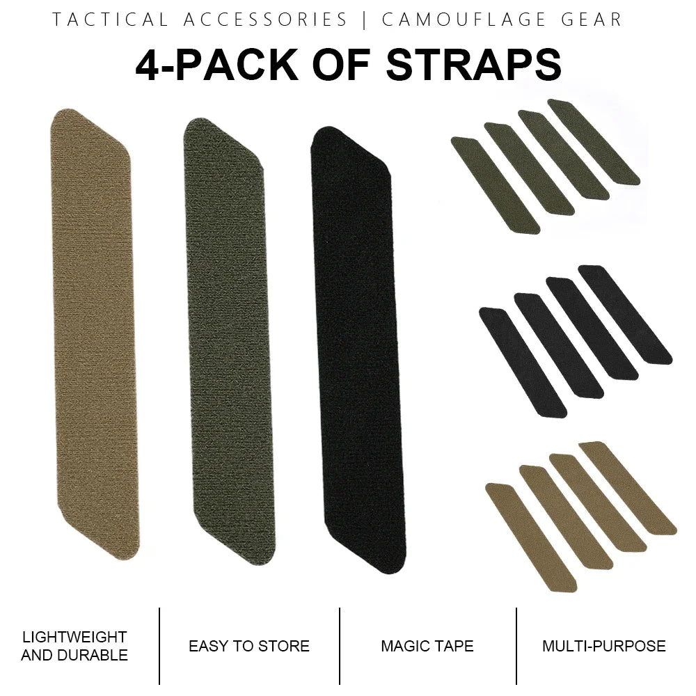 Tactical Hook & Loop Fastener Straps 4-Piece Set Heavy Duty Reusable Straps For Gear Binding Cable Organizing