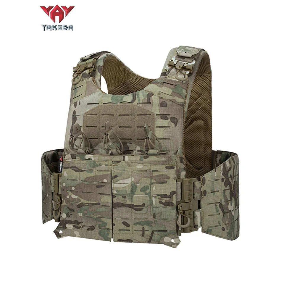 YAKEDA Tactical Combat Vest Plate Carrier Quick Release Laser Cuting PALS System Multifunctional Hunting Airsoft Protective Vest